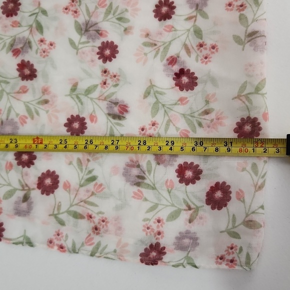 Summer Scarf Light Sheer Floral White Pink - Picture 8 of 9